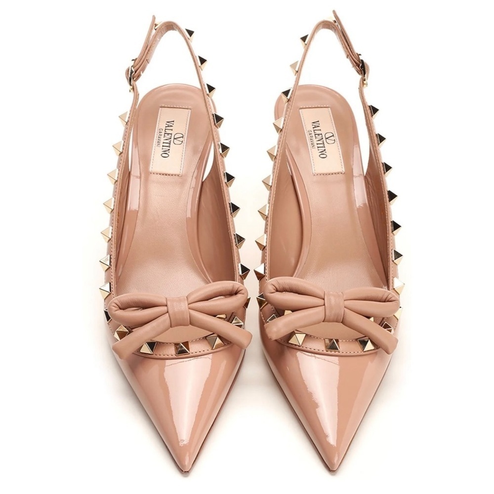 Valentino Garavani rock stud 60 patent leather sling back pumps size 38